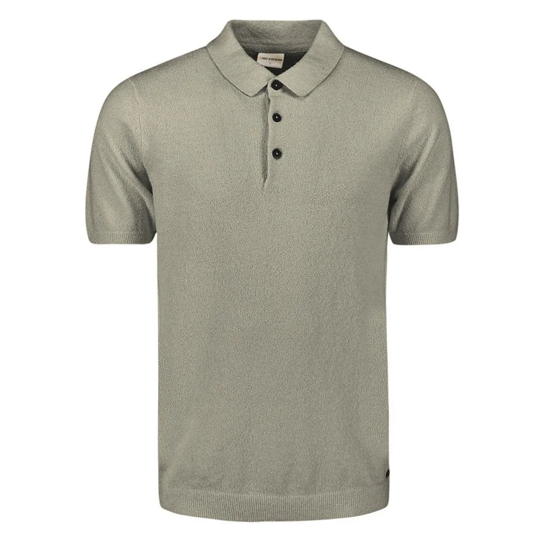 No Excess Herren Teddy Poloshirt grün 27210244 177 light army