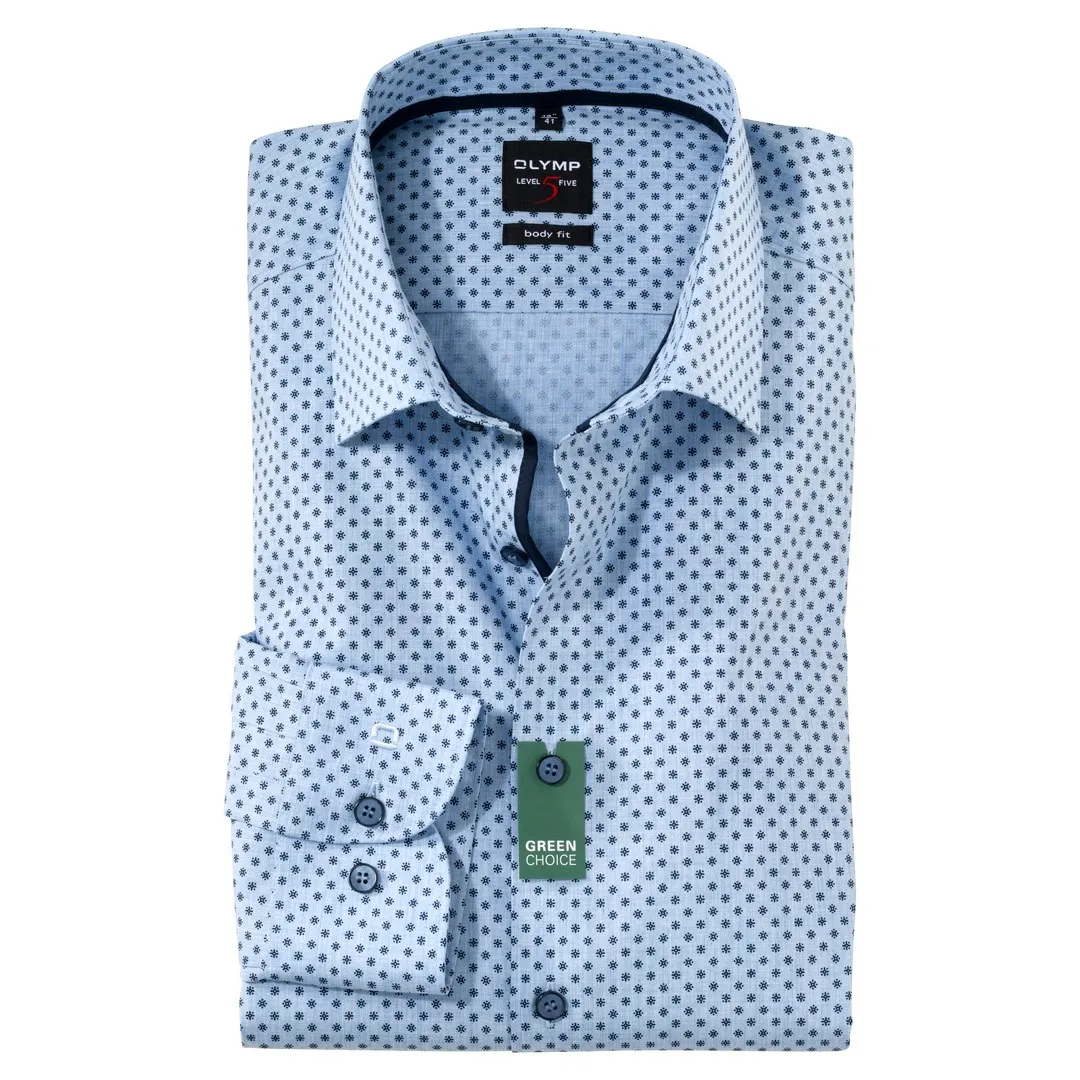 Olymp Level Five Body Fit langarm Hemd Businesshemd blau gepunktet 213484 11