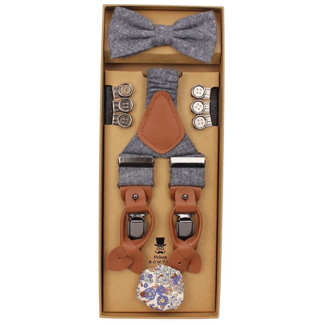 Prince Bowtie Herren Hosenträger Fliege Einstecktuch Set blau Set512106t 3900 marine