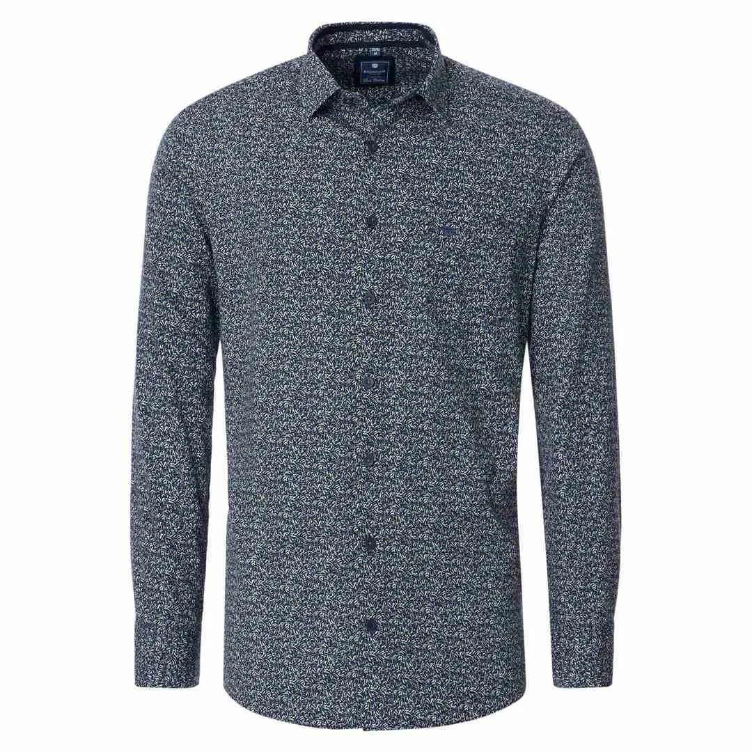 Redmond Herren Hemd langarm Comfort Fit blau braun 242430111 30