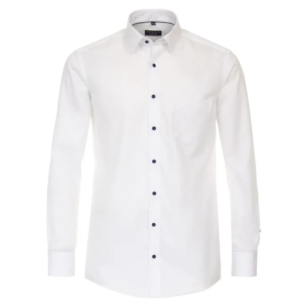 Redmond Herren Businesshemd langarm Modern Fit weiß uni 231700110 0