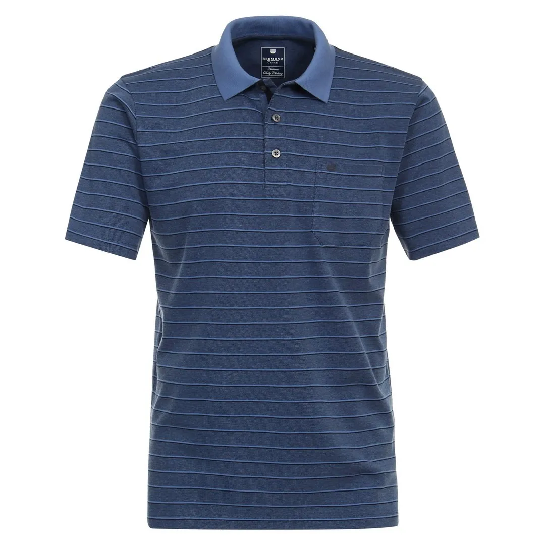 Redmond Herren Poloshirt kurzarm Regular Fit blau gestreift 241860900 11