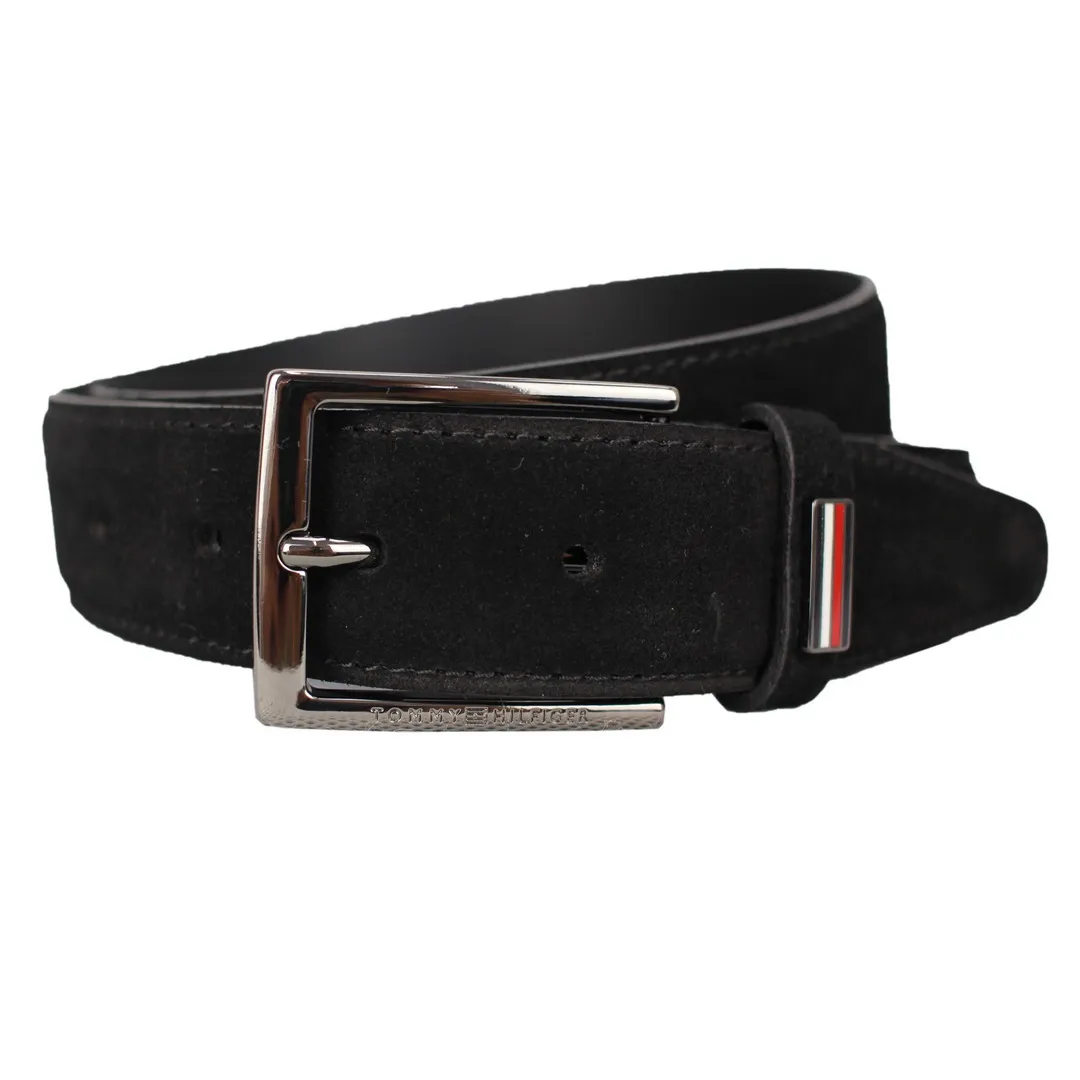 Tommy Hilfiger Herren Gürtel Ledergürtel Suede schwarz AM0AM11474 BDS Black