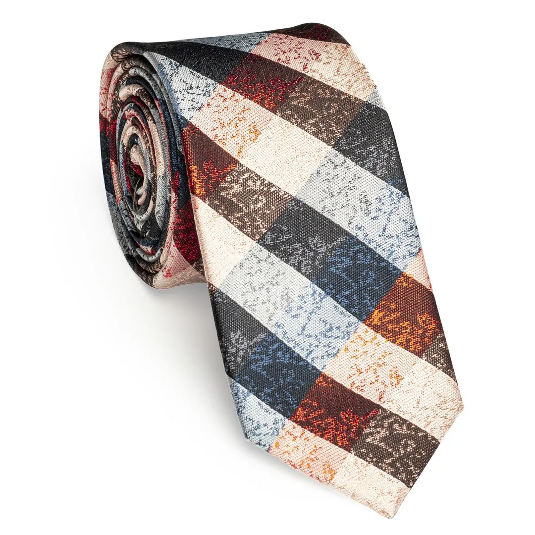 UNA Slim Krawatte mehrfarbig kariert 44365465