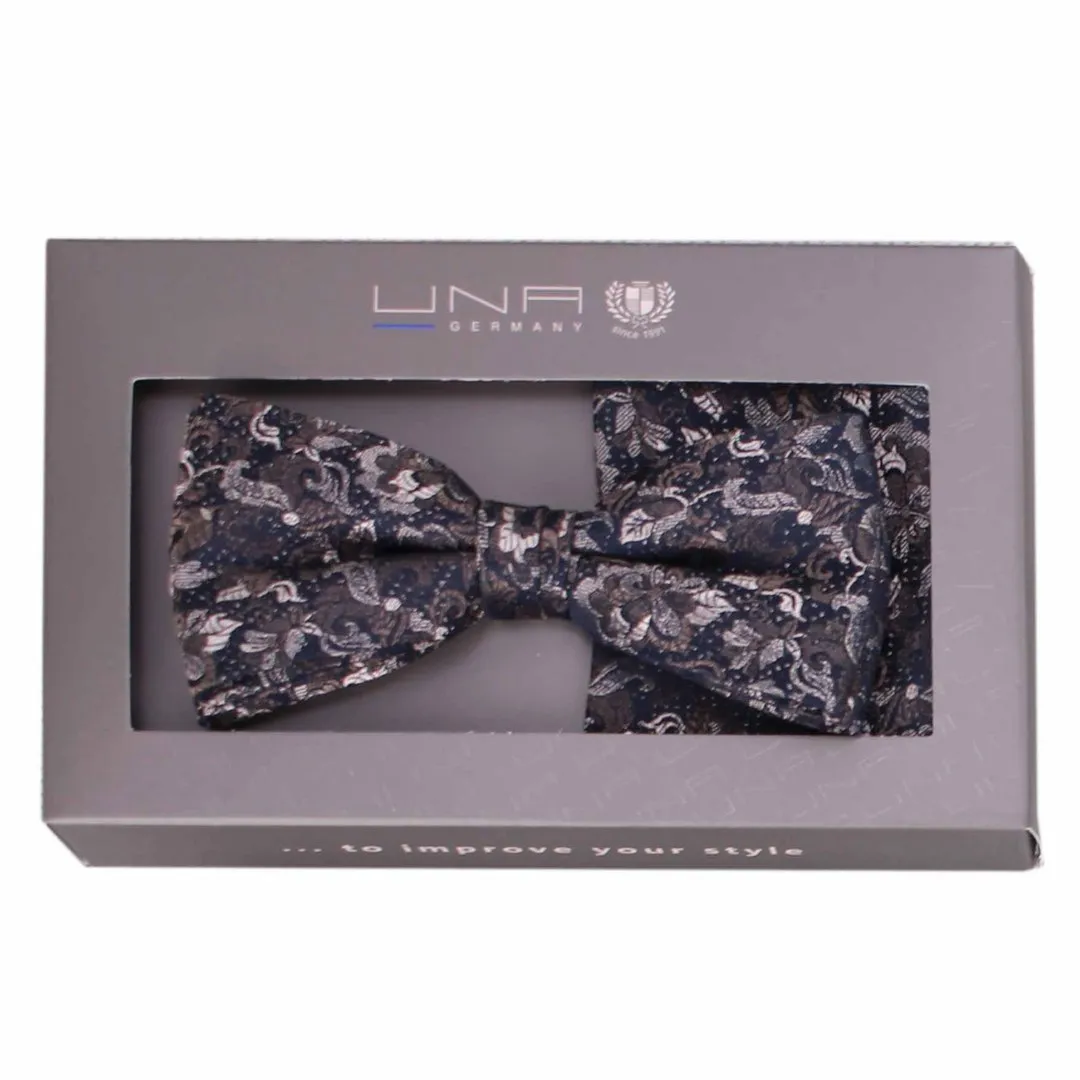 UNA Fliege Schleife Einstecktuch Set Emmi blau braun gemustert 82125780
