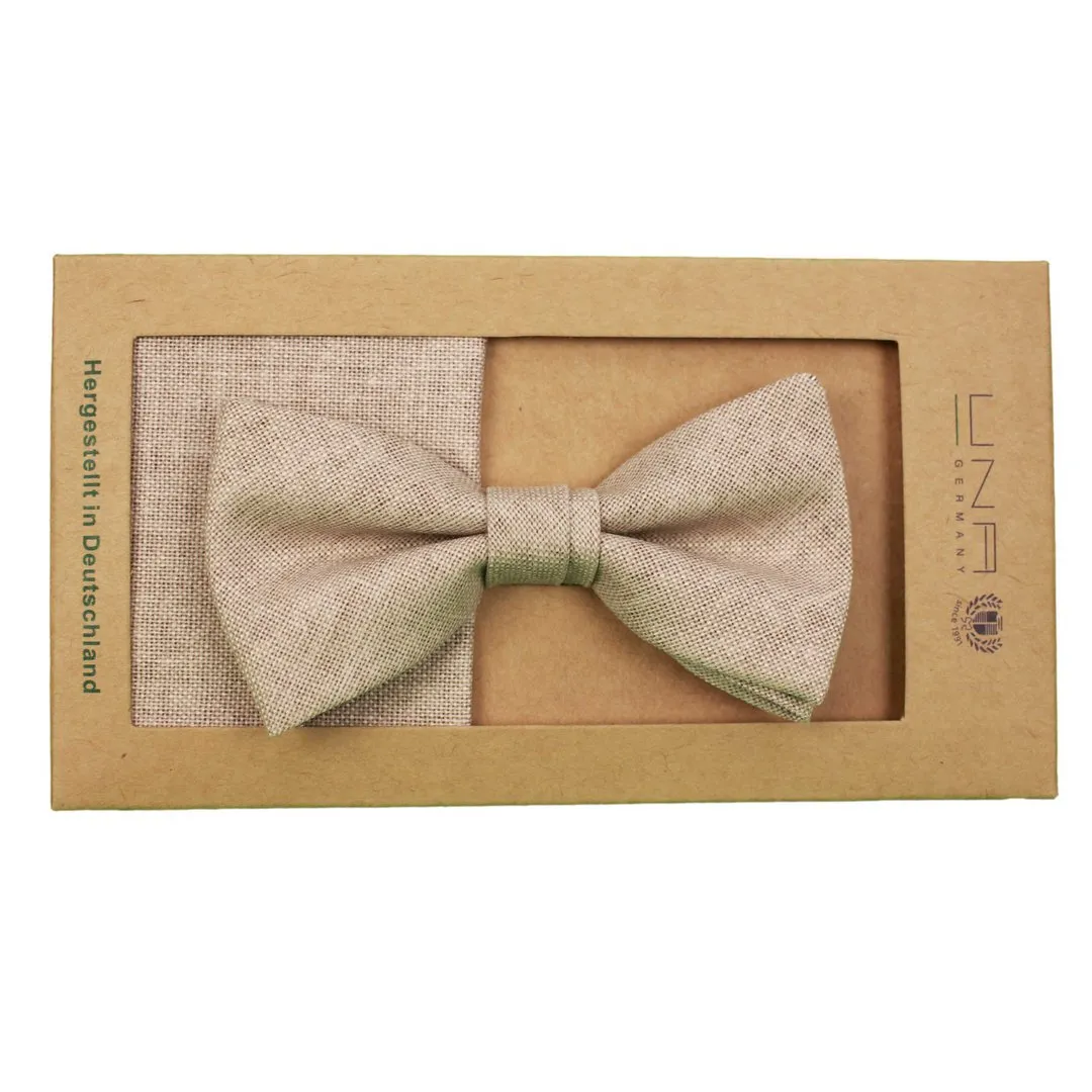 UNA Germany Fliege Schleife Einstecktuch Set Rayon beige 82795185
