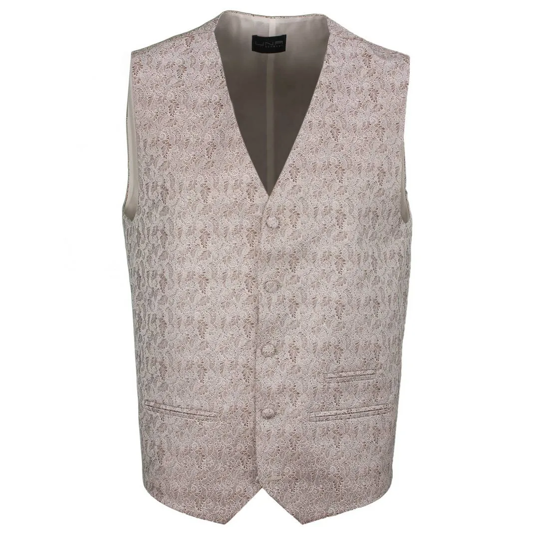 UNA Herren Hochzeit Anzug Weste silber beige floral 8580 85