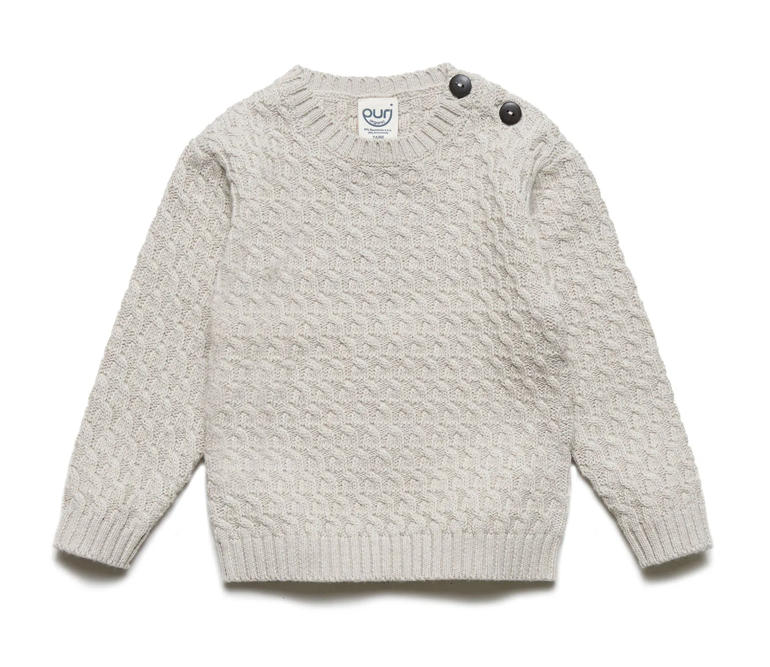Puri Organic Kinder Pullover Stukturstrick Bio Baumwolle Wolle