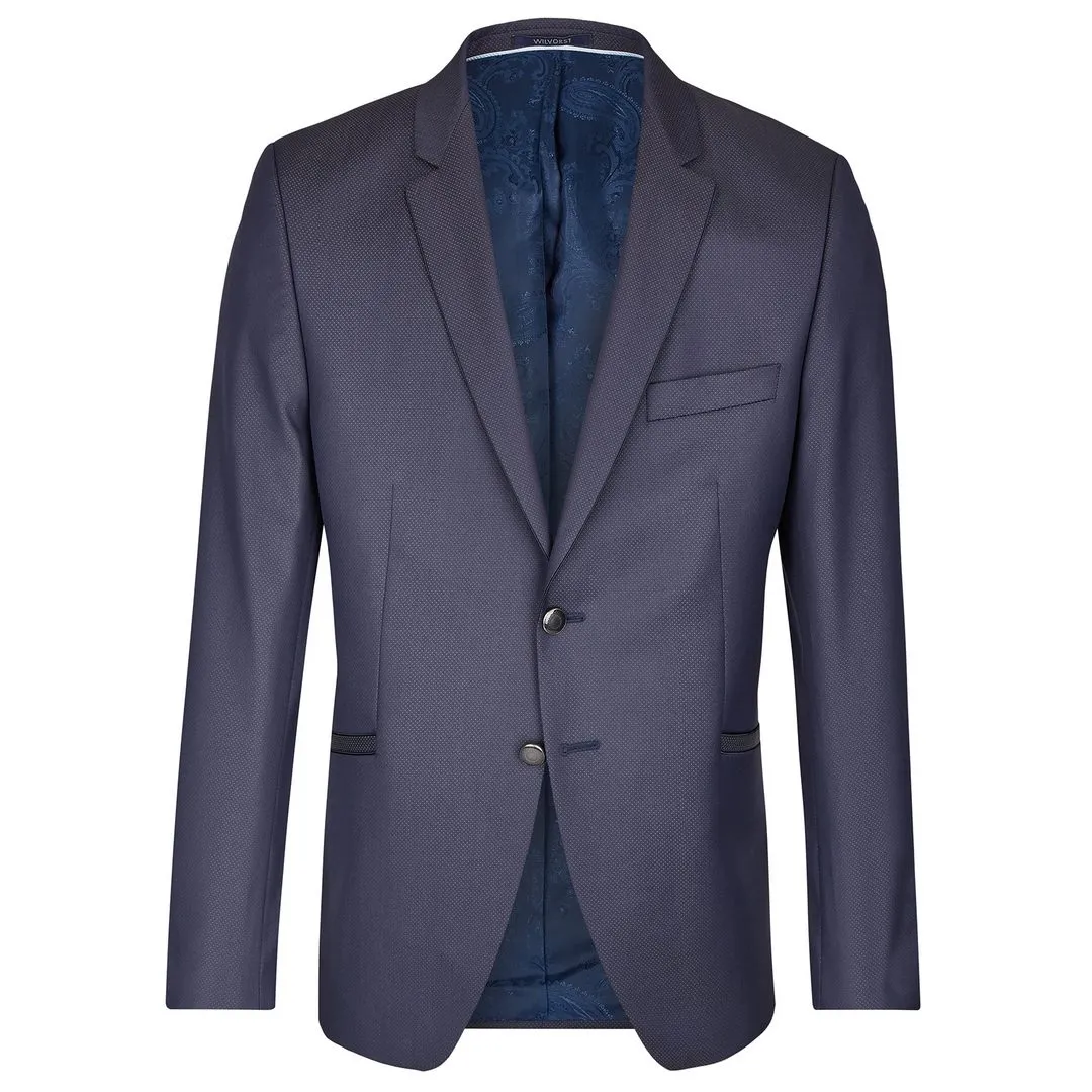Wilvorst Herren Baukasten Hochzeitsanzug Sakko Drop 8 blau Gemustert 491100 034