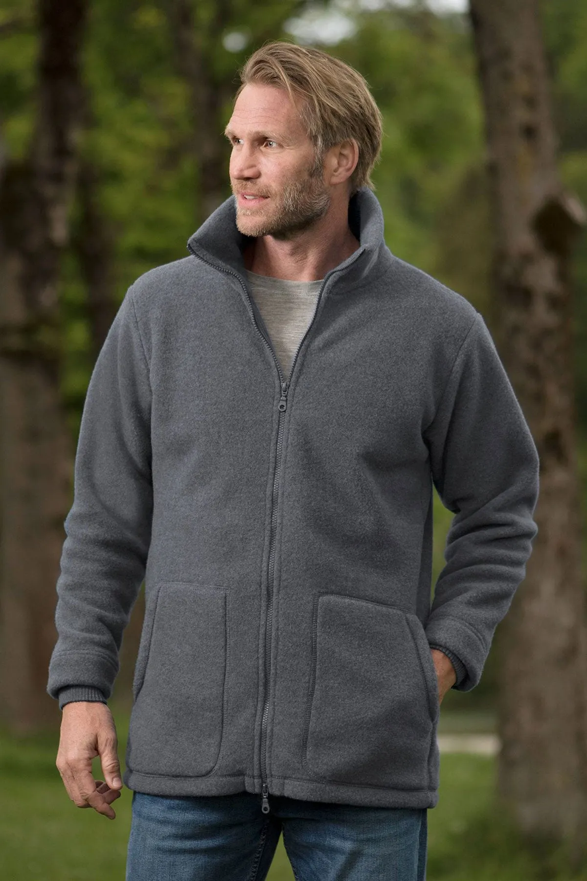 Engel Unisex Fleece-Jacke 2-Wege-Reißverschluss kbT Wolle