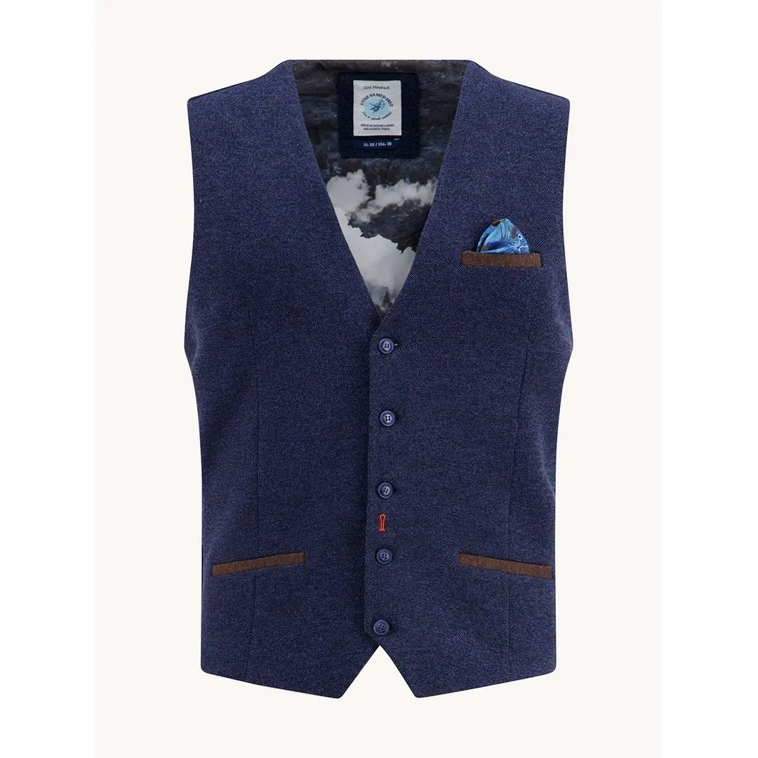 A fish named fred Herren Anzug Weste Waistcoat Pique blau 32.134 604 navy