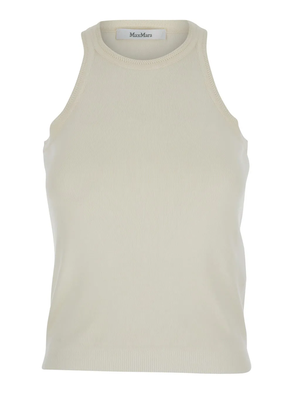 Ärmelloses Top für Damen aus Baumwolle in Weiß mit Neckholder