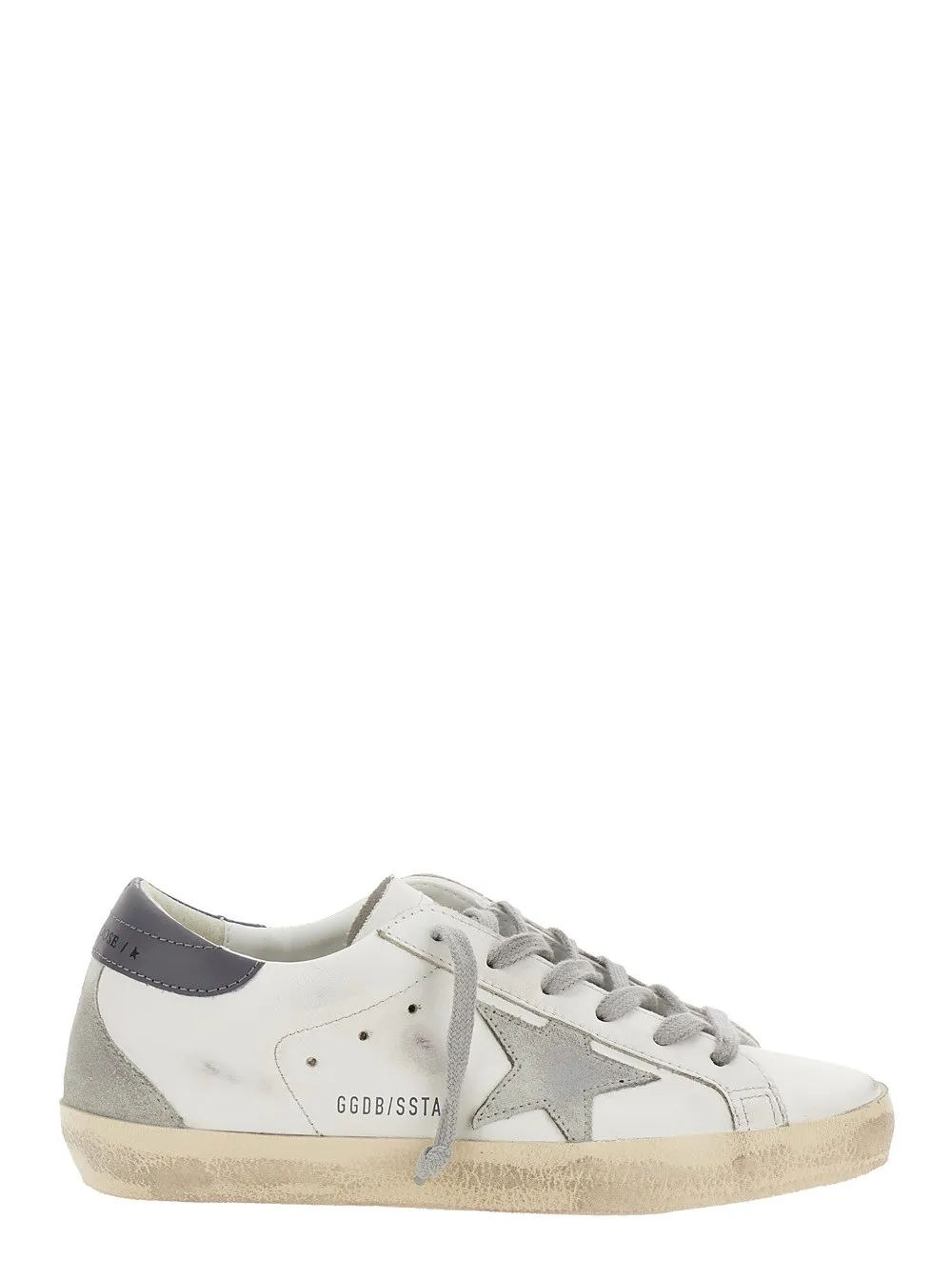 Weiße Low-Top-Sneakers mit Stern-Aufnäher aus Vintage-Leder Damen