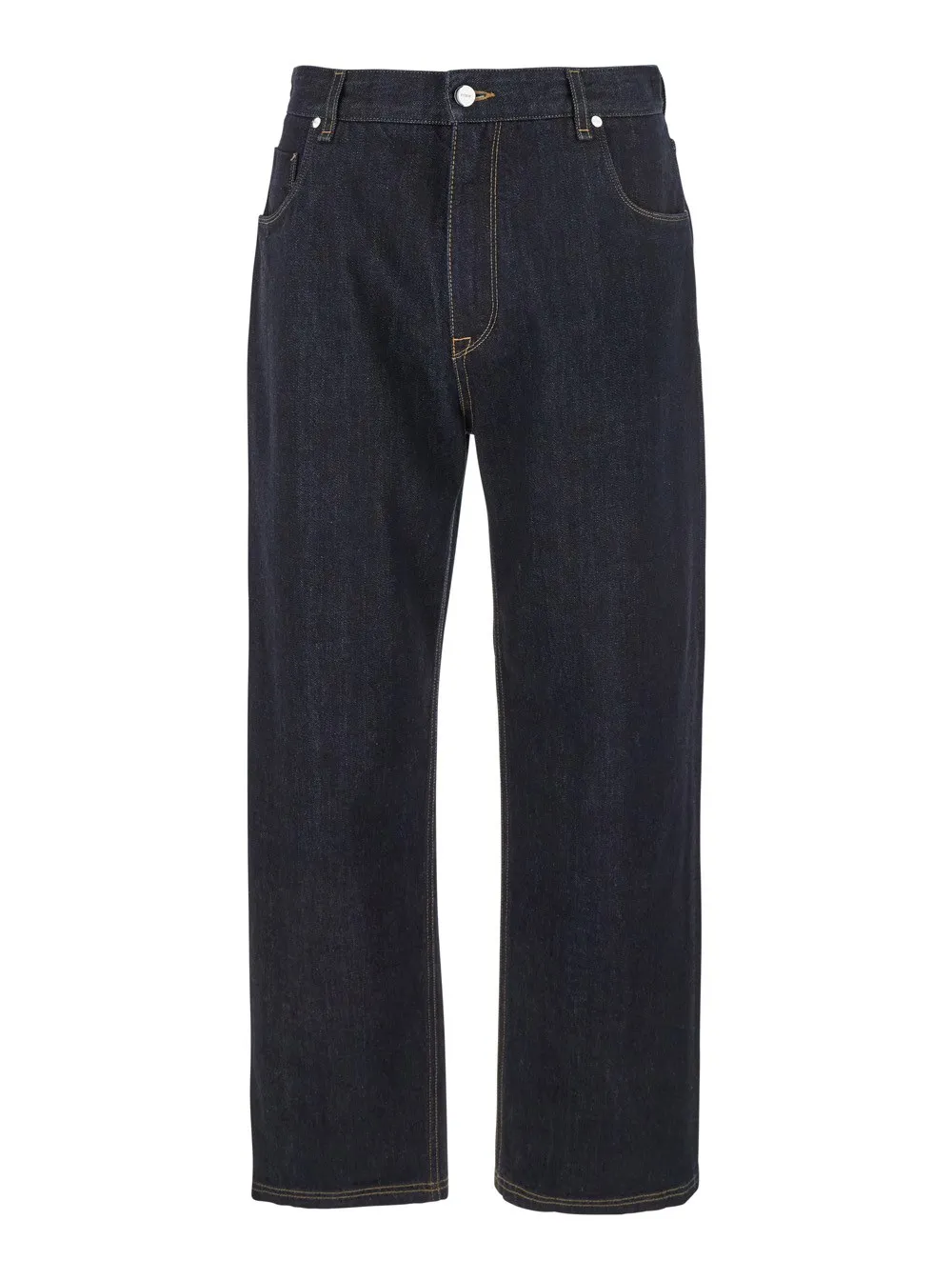 Blaue Five-Pocket-Jeans mit Fendi Club-Aufnäher auf der Rückseite aus Denim Herren