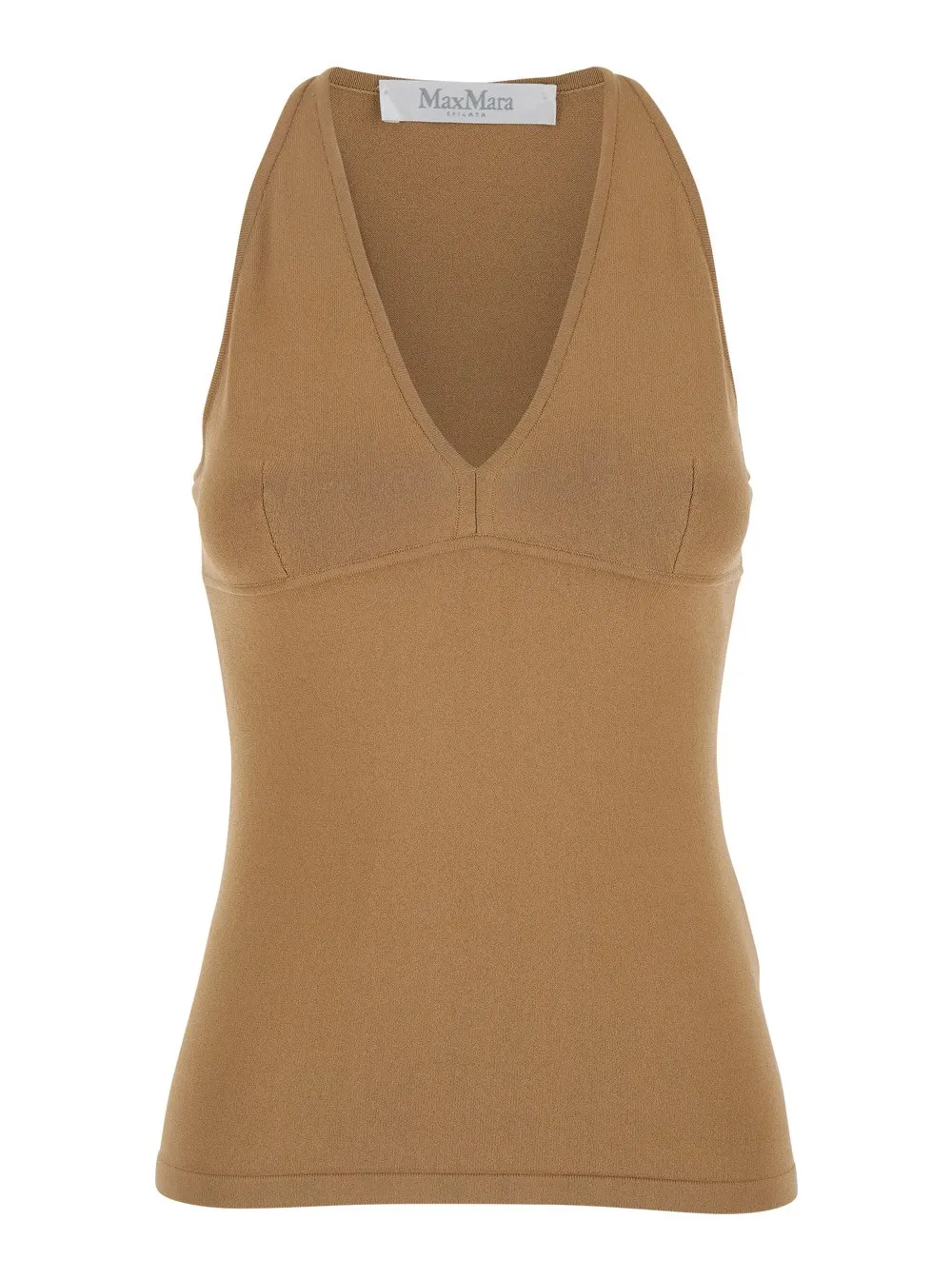 Ärmelloses Top "Armida" für Damen aus Viskosemischung in Beige mit V-Ausschnitt