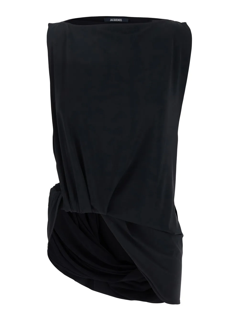 Schwarzes Top "Le Haut Peplo" mit quadratischem Ausschnitt und seitlichem Cut-Out aus Viskosemischung Damen