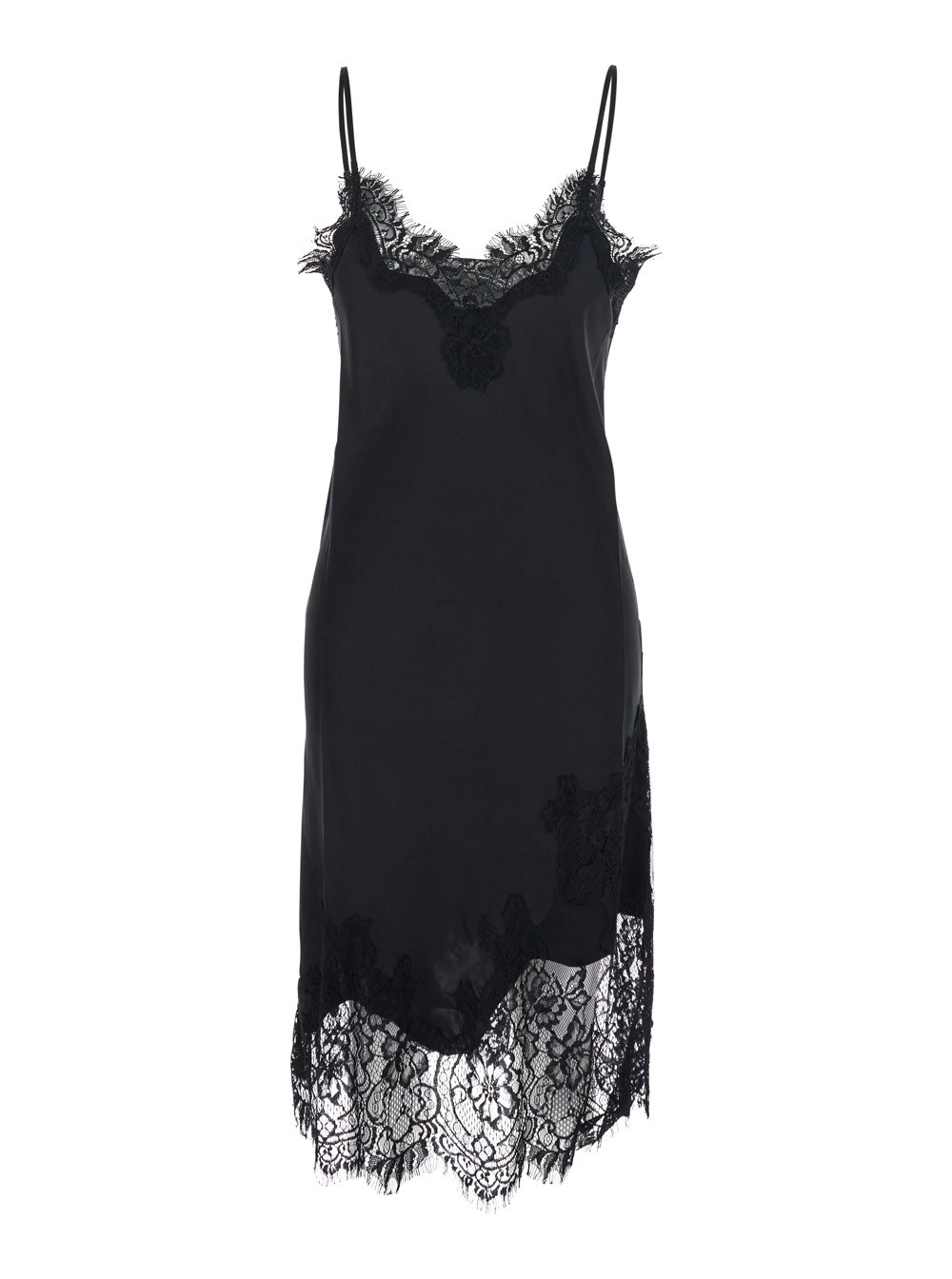 Ärmelloses Kleid "Grace" für Damen aus Seide in Schwarz mit Spitzendetails