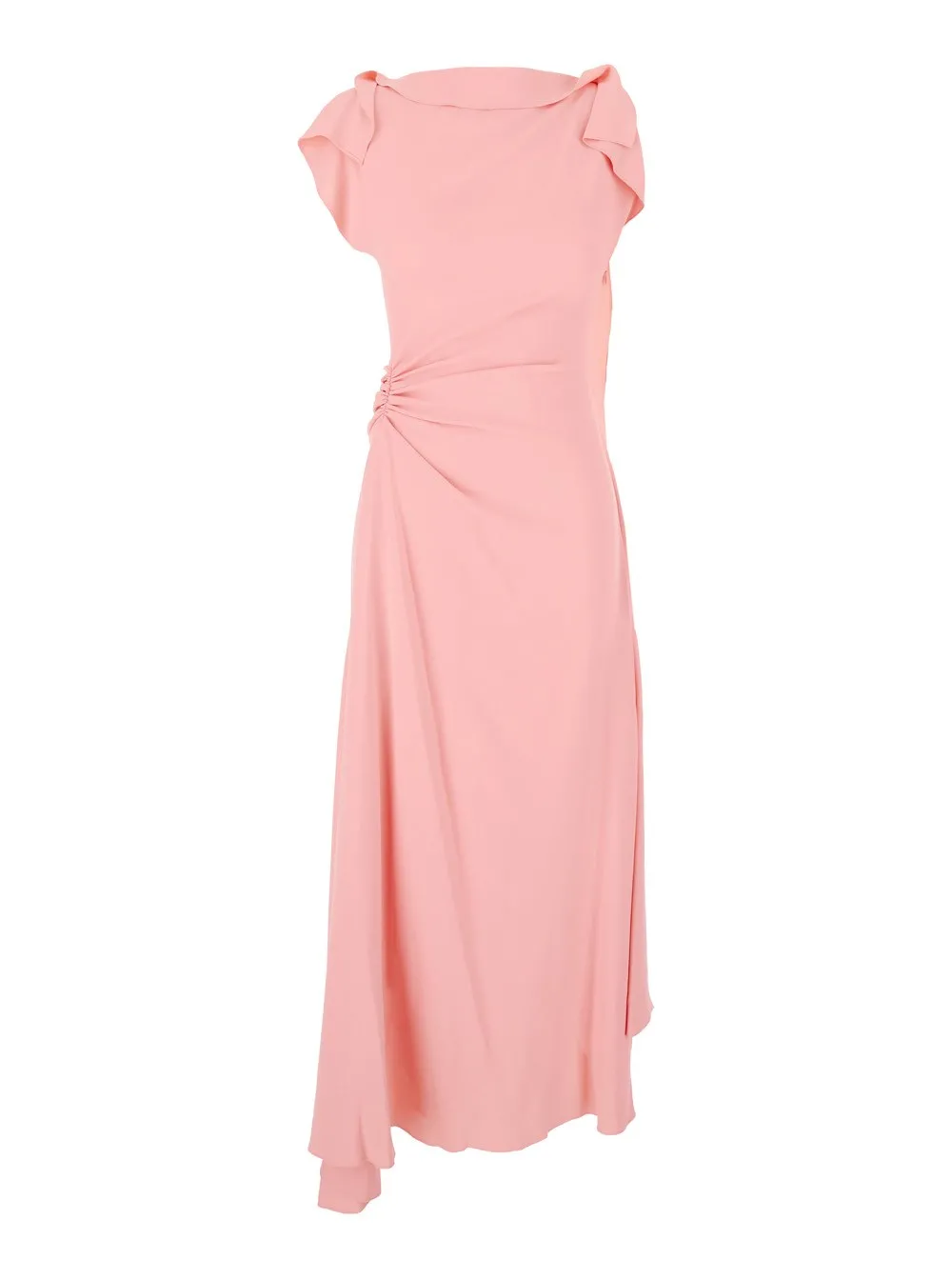 Rosa Kleid mit drapierten Details und asymmetrischem Saum aus Viskosemischung Stretch Damen