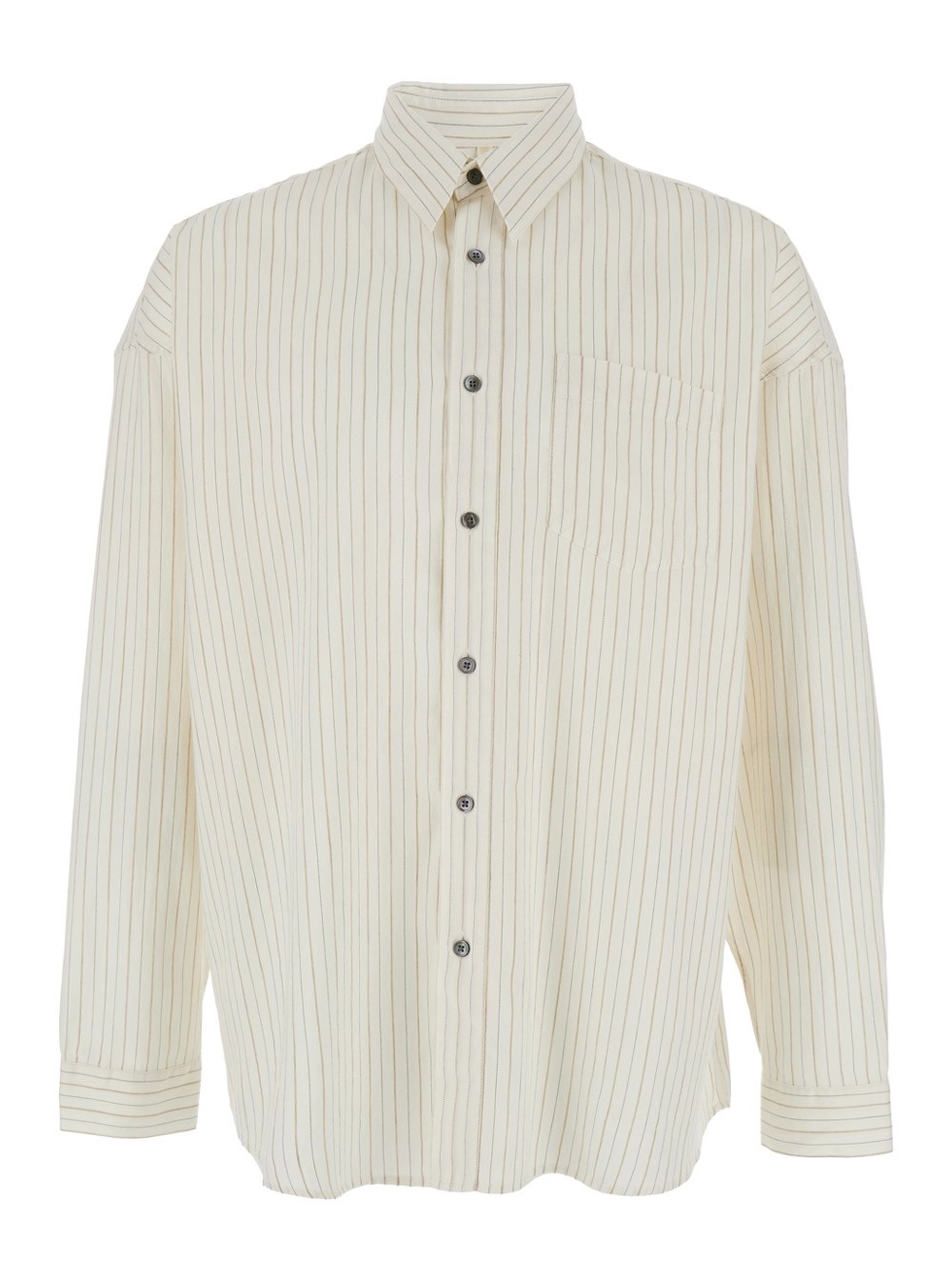Weißes Hemd "Stable" mit klassischem Kragen und All-over Streifenmotiv aus Leinenmischung Herren