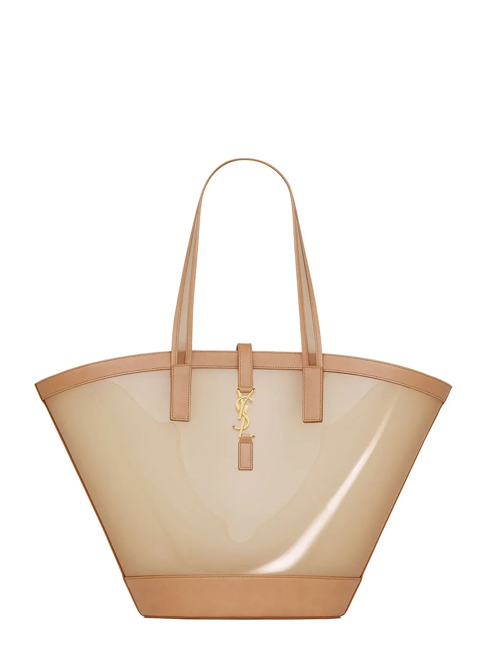 Beige Tote Bag "Panier Medium" mit Cassandre aus Vinyl und Leder Damen