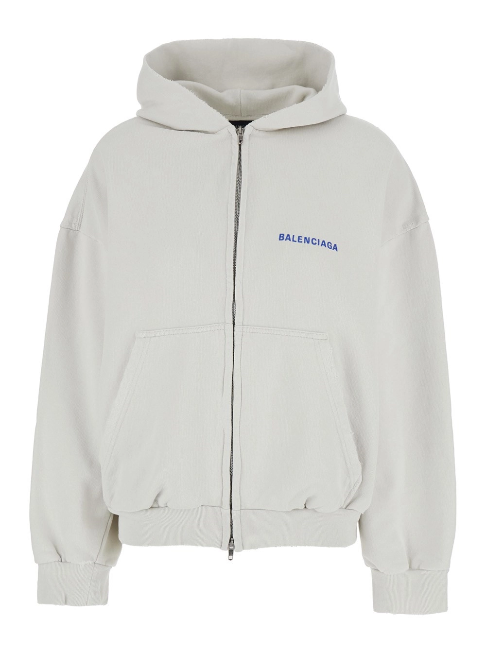 Weißes Sweatshirt mit fester Kapuze und Logoschriftzug vorne und hinten aus Baumwolle Damen