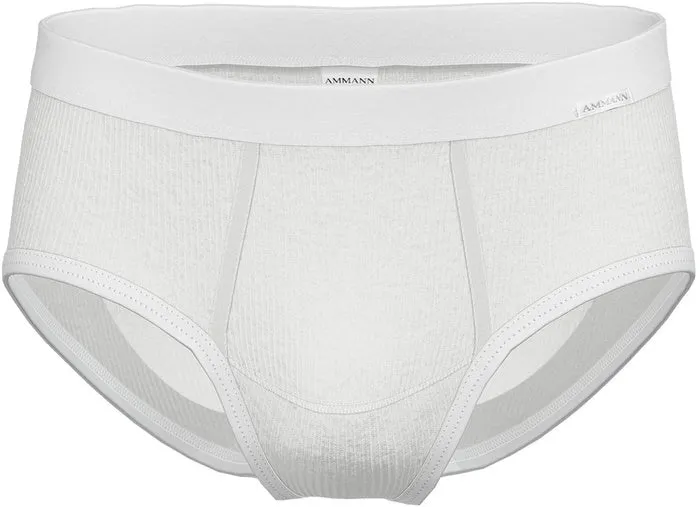 AMMANN Organic 433 Doppelripp Slip mit Eingriff weiß