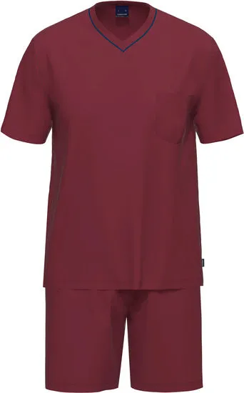 AMMANN Organic Pure Schlafanzug kurz V Hals merlot