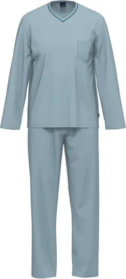 AMMANN Organic Pure Schlafanzug lang V Hals ashley blue