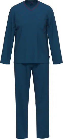 AMMANN Organic Pure Schlafanzug lang V Hals sargasso sea
