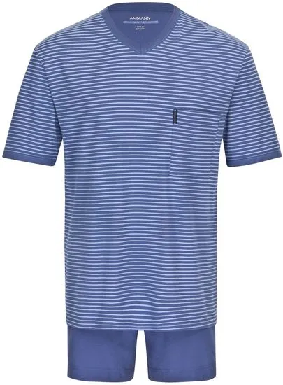 AMMANN Schlafanzug kurz, V-Ausschnitt, Brusttasche, polo