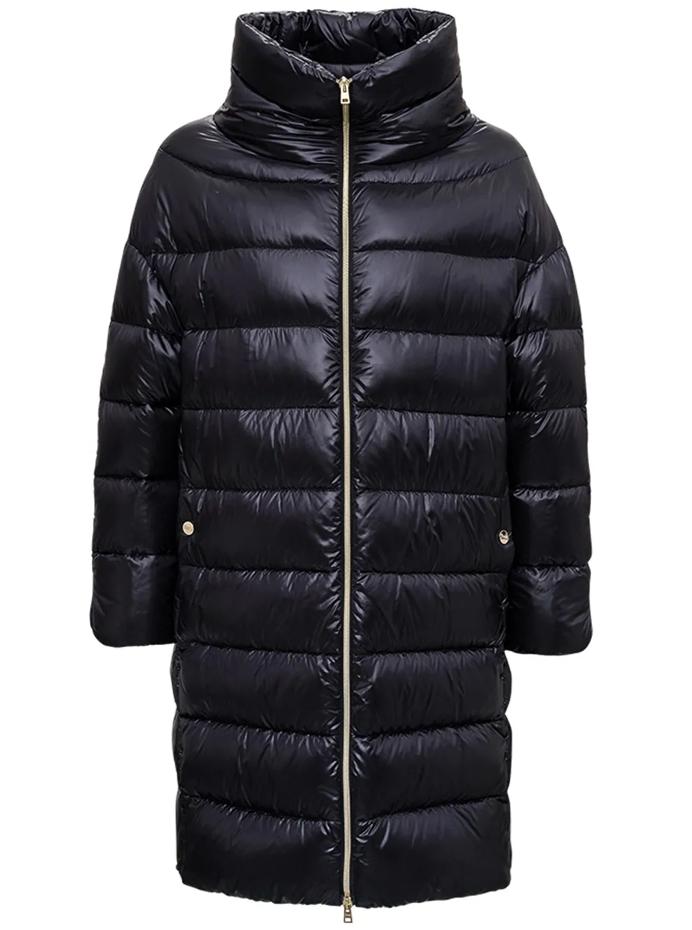 Lange Daunenjacke in Schwarz aus Nylon