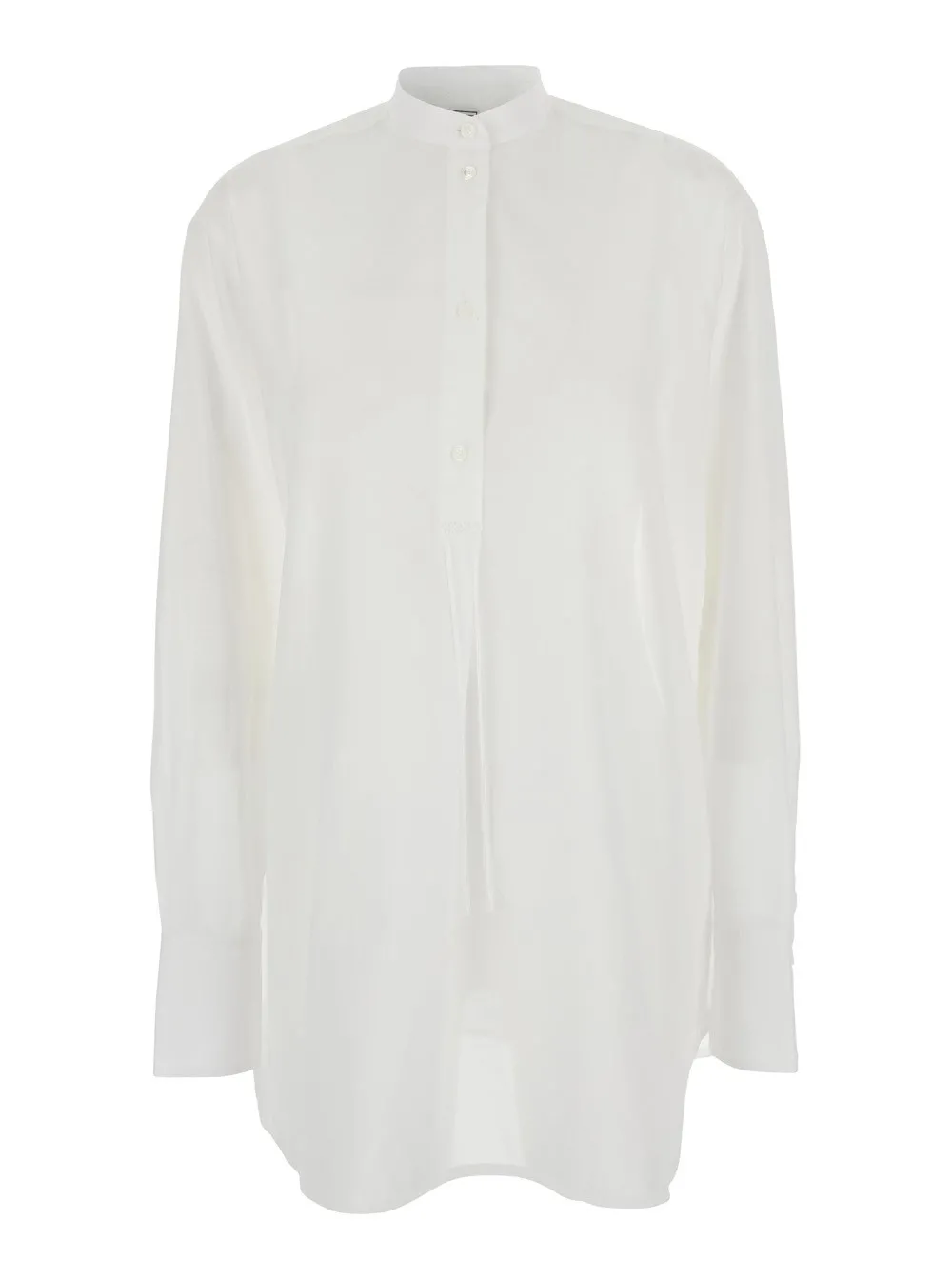 Weißes Hemd mit Stehkragen aus Baumwolle Damen