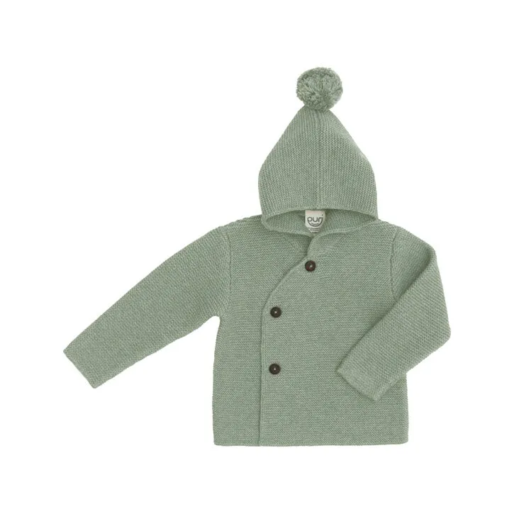 Puri Hoodie Jacke 2 Knöpfe Biobaumwolle mit Schurwolle