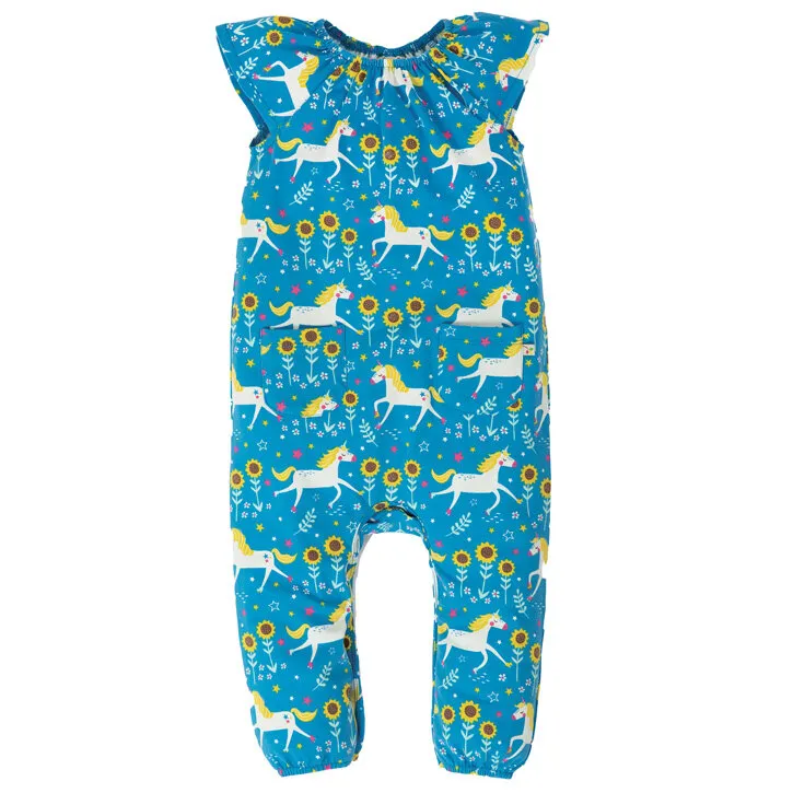 Frugi Dory Gathered Play Overall Unicorn Skates