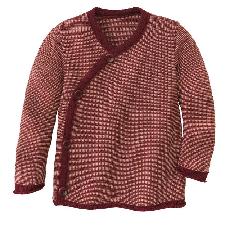 Disana Melange-Jacke 62/68 Cassis-Rosé aus Schurwolle kbT