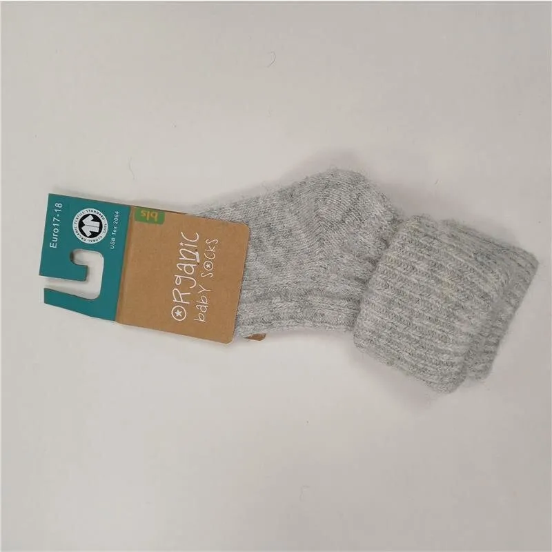 bls Baby Socken 17/18 hellgrau Jacquard aus Bio Wolle/Baumwolle GOTS