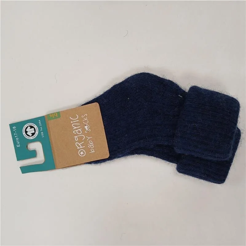 bls Baby Socken 17/18 marine Jacquard aus Bio Wolle/Baumwolle GOTS