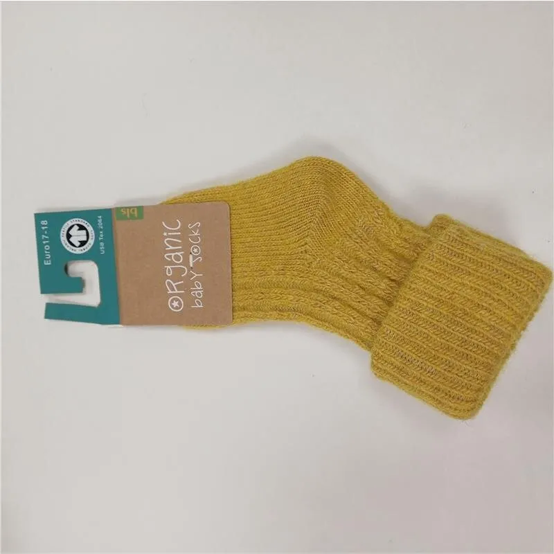 bls Baby Socken 19/20 senf Jacquard aus Bio Wolle/Baumwolle GOTS