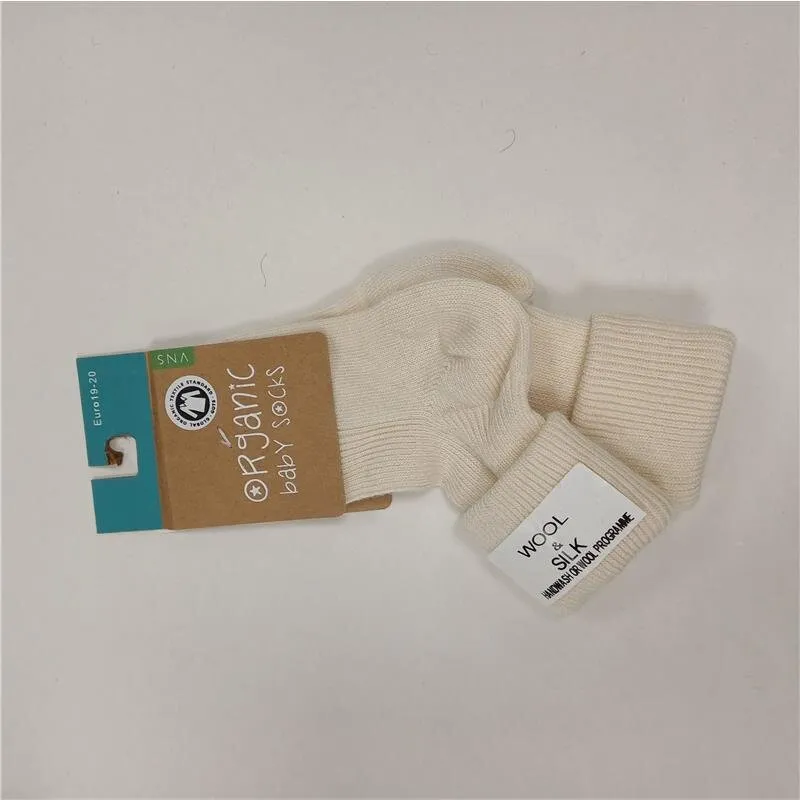 bls Feine Baby Socke 19/20 naturweiss mit Umschlag aus Wolle/Seide GOTS