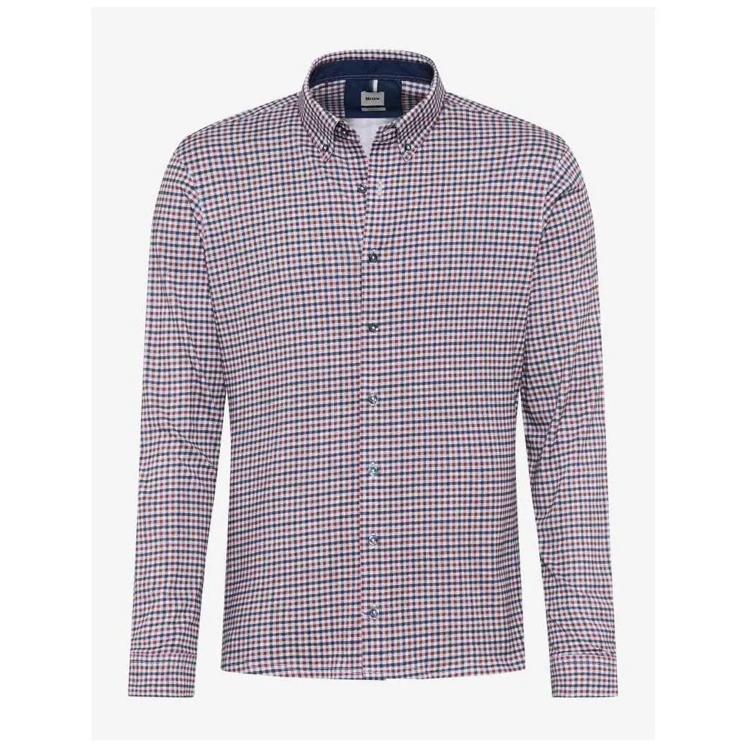Brax Herren Hemd langarm Modern Fit Style Daniel rot blau kariert 474018 74415700 41 velvet