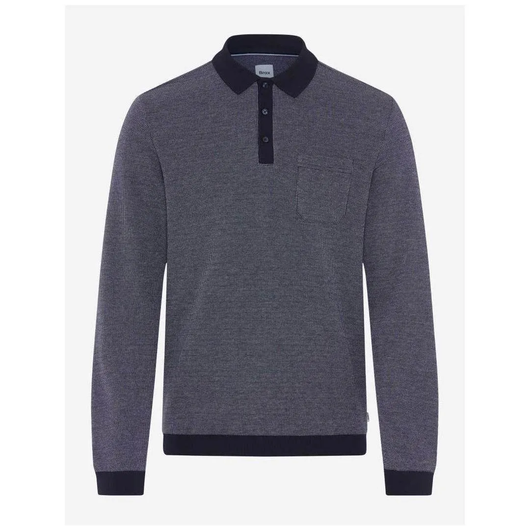 Brax Herren Polo Langarmshirt Style Paros blau 214217 70434500 23 navy