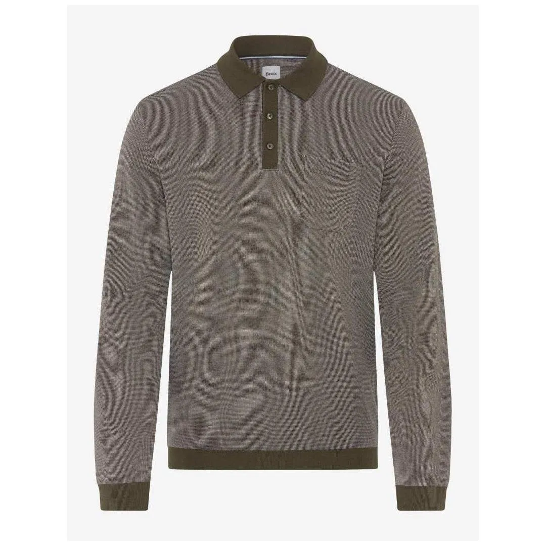 Brax Herren Polo Langarmshirt Style Paros grün 214217 70434500 34 olive