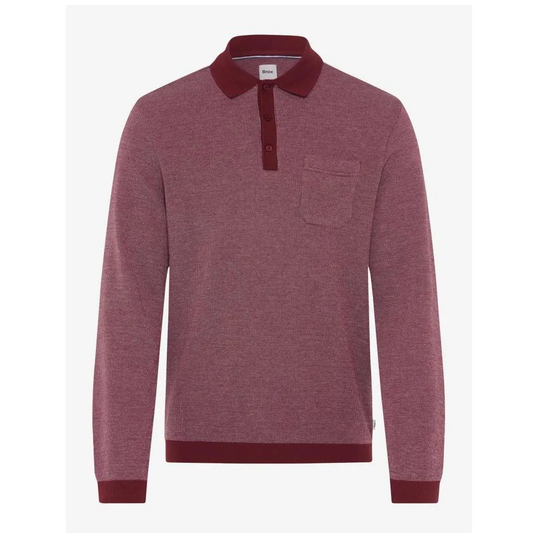 Brax Herren Polo Langarmshirt Style Paros rot 214217 70434500 41 velvet