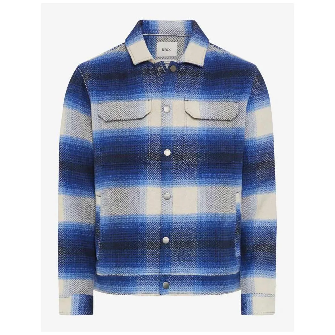 Brax Herren Overshirt Style Santiago blau weiß kariert 274988 70618900 27 ice blue