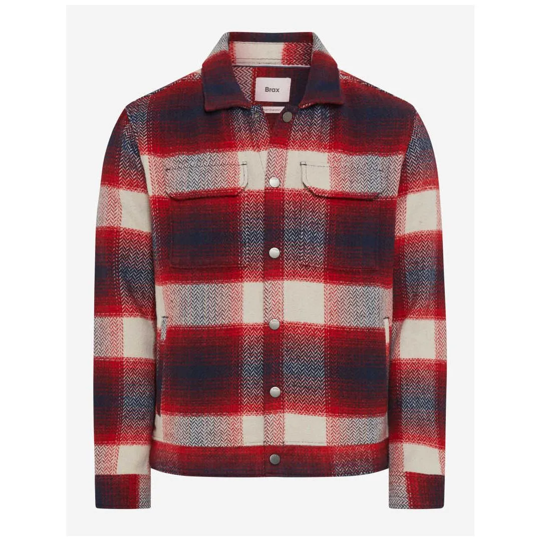Brax Herren Overshirt Style Santiago rot weiß kariert 274988 70618900 42 red wine