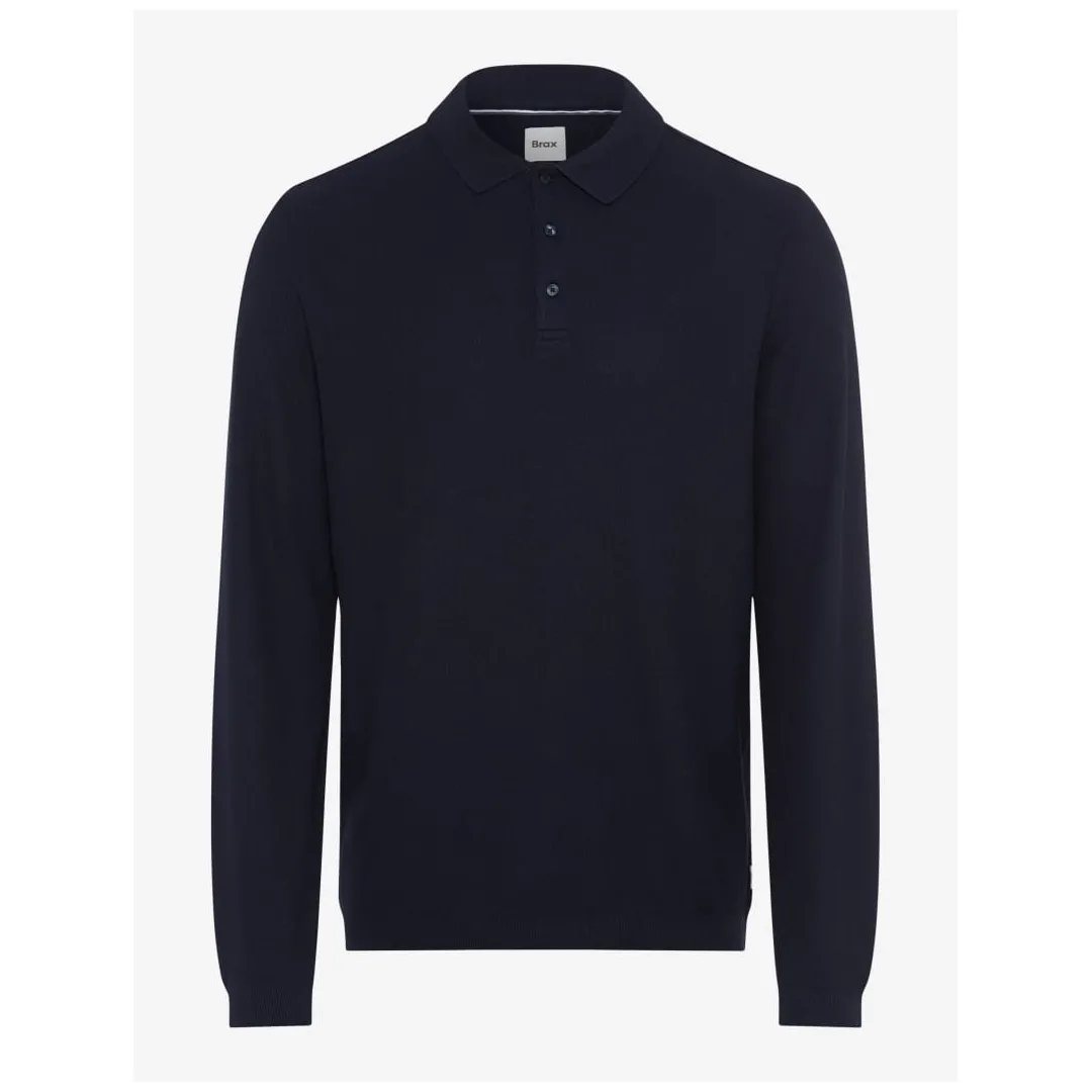 Brax Herren Polo Langarmshirt Style Paros blau 214307 70434000 23 navy