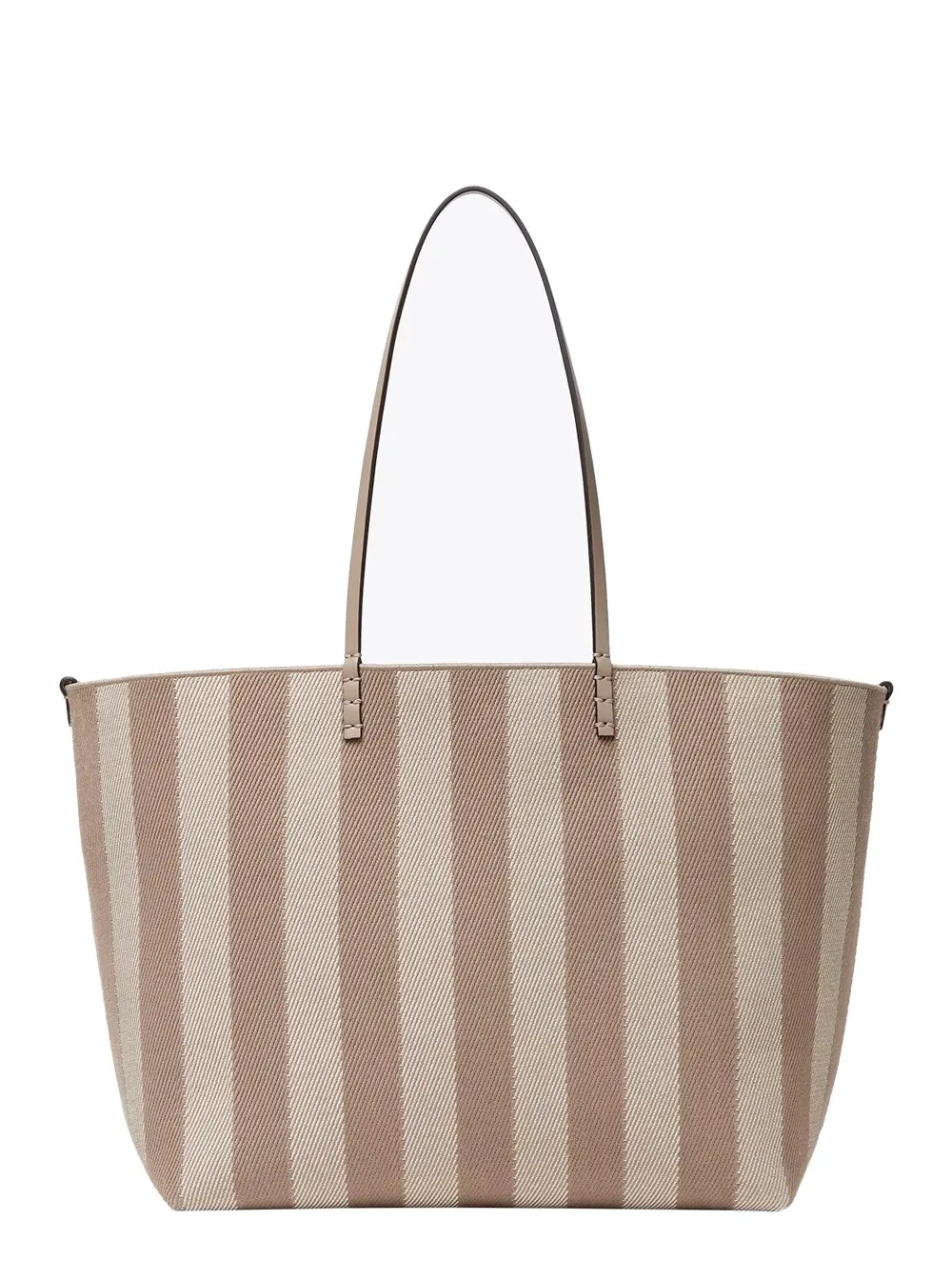 Beigefarbene wendbare Tragetasche "Roll" mit zwei oberen Griffen und All-Over Streifenmuster aus Baumwolle Damen