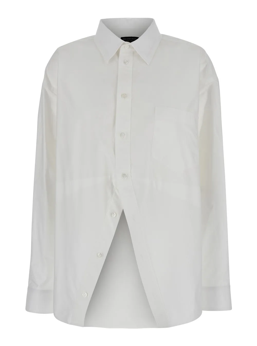 Weißes Hemd mit spitzem Kragen und Schlitz vorne aus Baumwolle Herren