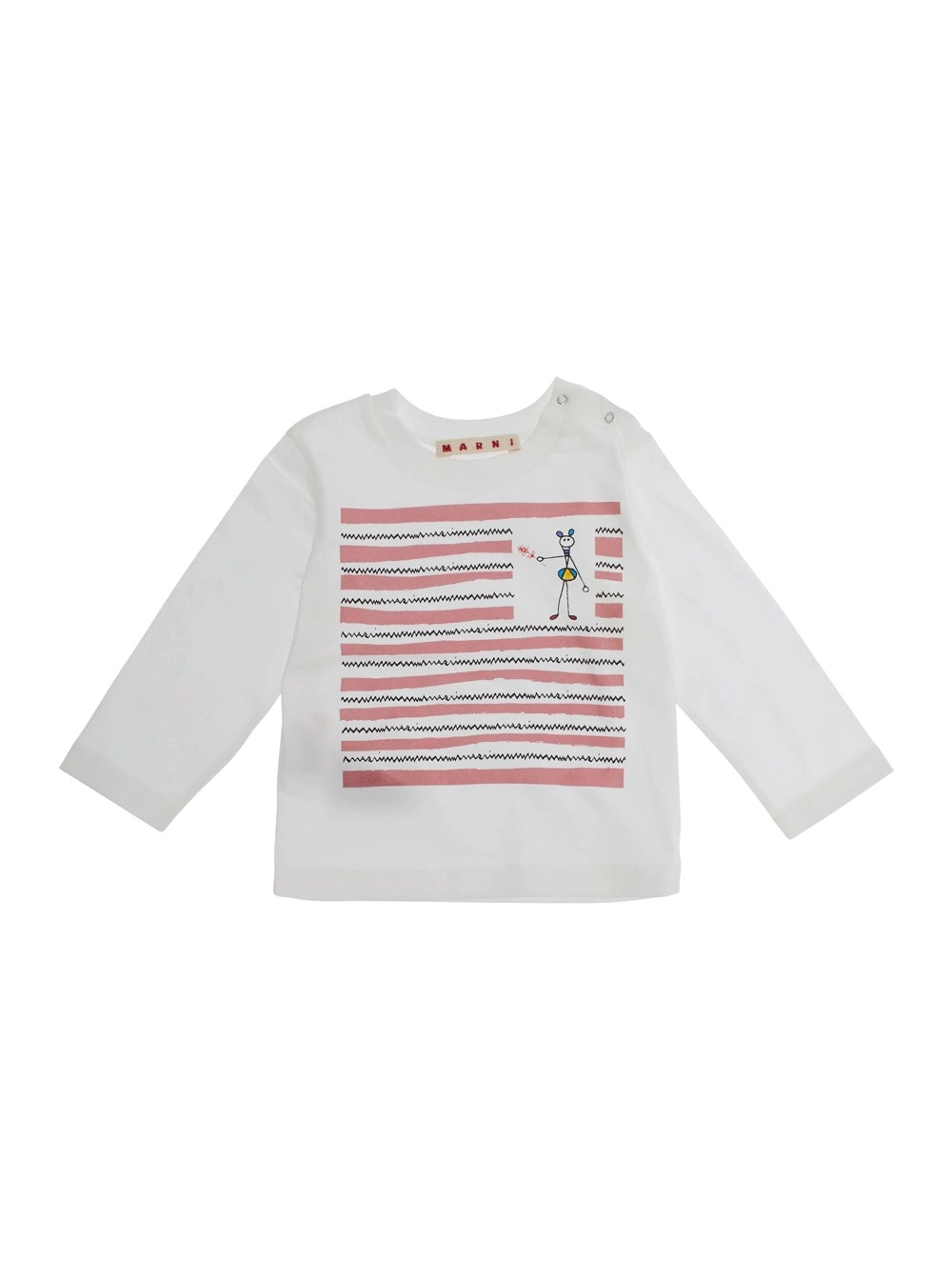 Langärmeliges T-Shirt für Mädchen aus Baumwolle in Weiß mit Druck vorne