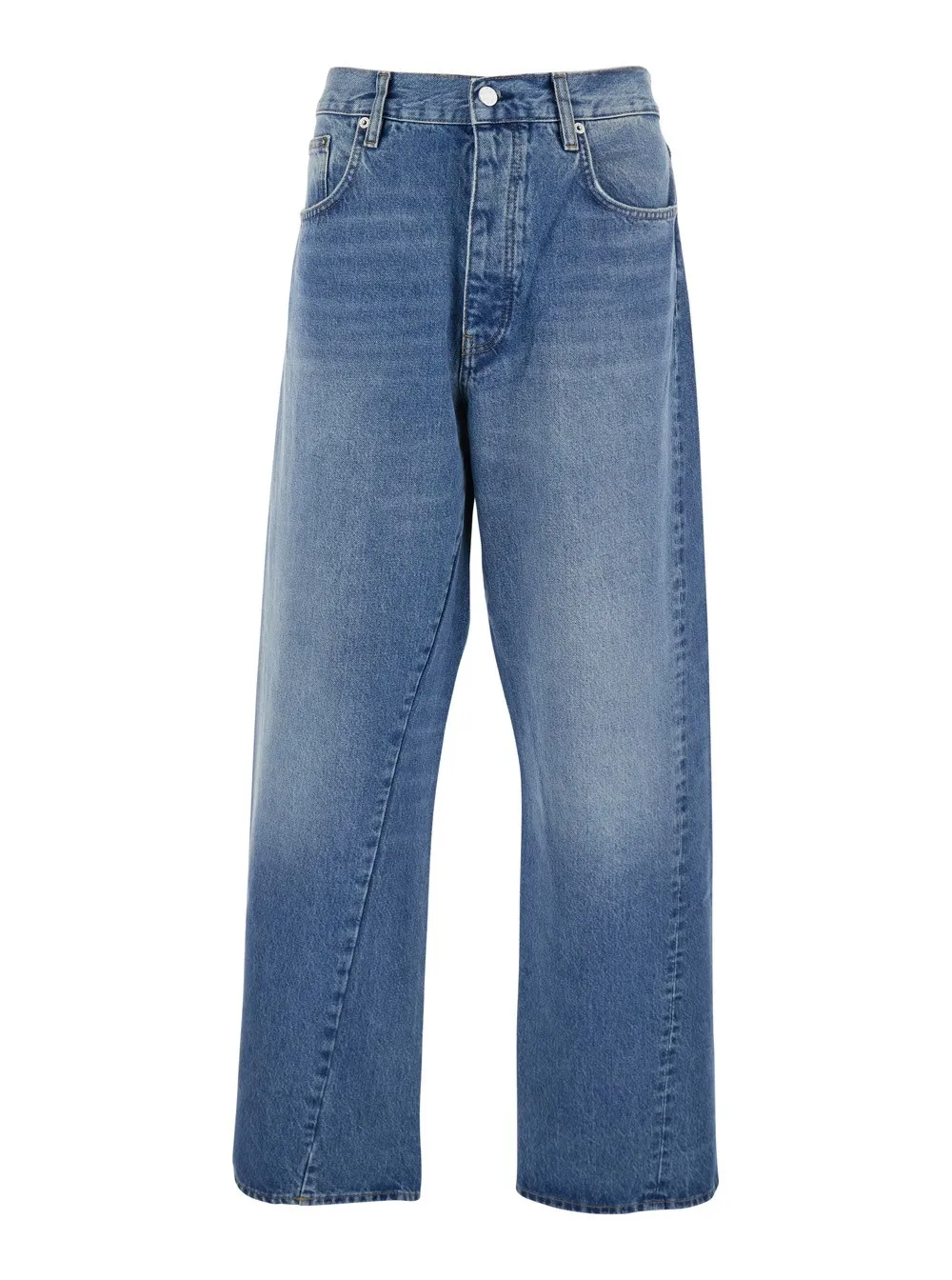 Blaue Five-Pocket-Jeans mit Logoaufnäher auf der Rückseite aus Denim Herren